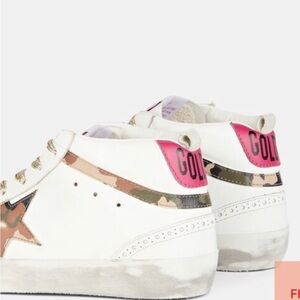 Golden goose White Sneakers with Camouflage and Pink Accents. Like new  size 7.5
